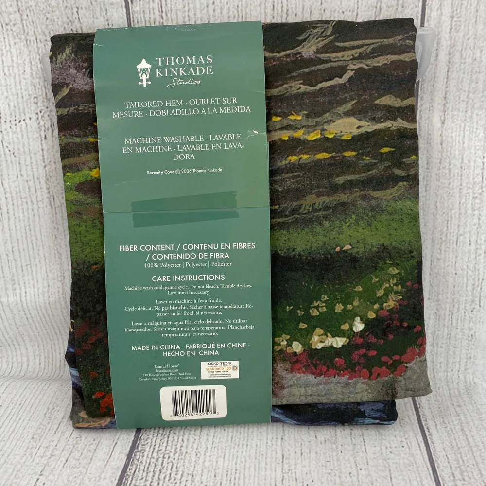 Thomas Kinkade Shower Curtain Multicolor Serenity Cove Lighthouse Landscape